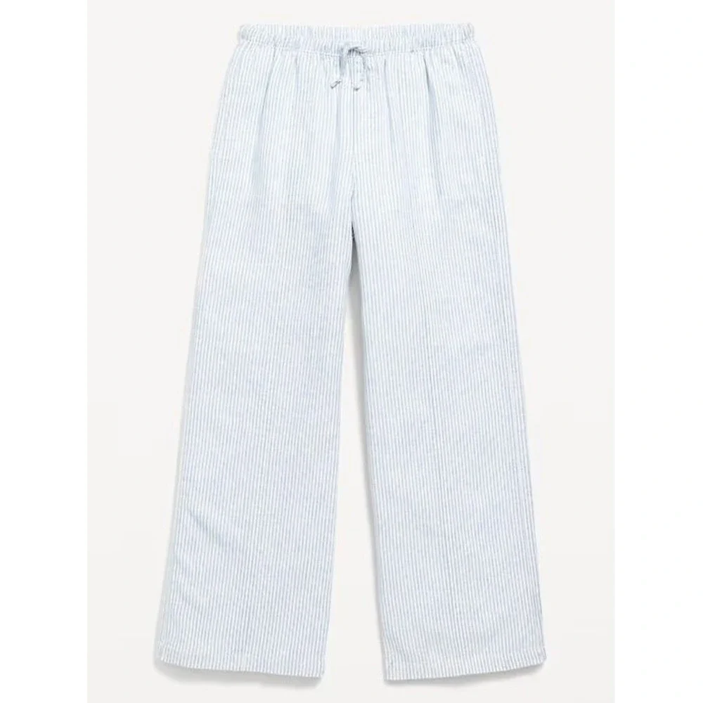 Old Navy Girl's Striped Linen Rayon Wide Leg Pants #885953 - Blue - Small 6/7